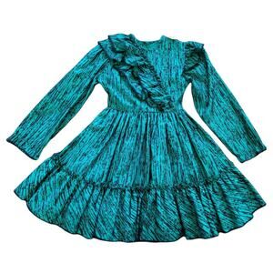 Vintage Martha's Miniatures We're Fussy Green Black Party Dress Full Circle